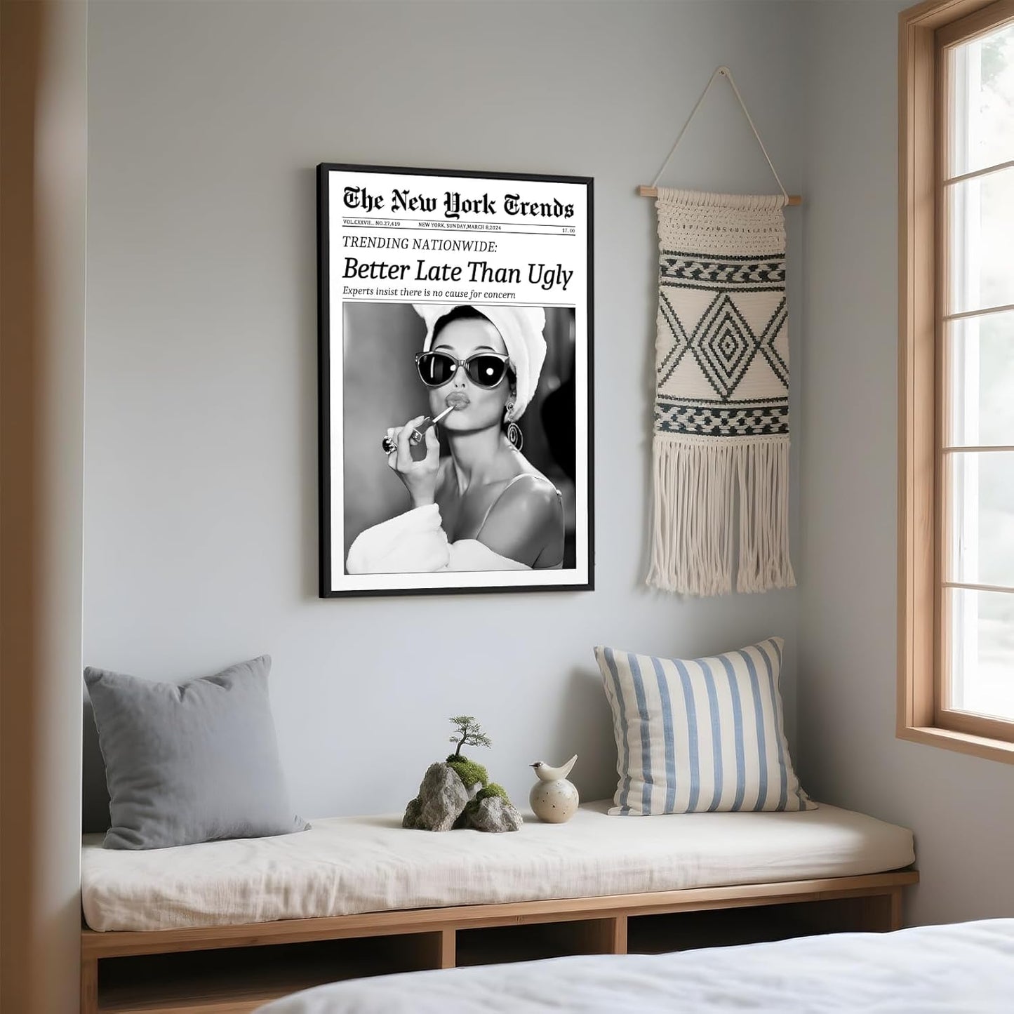 Framed Black And White Retro Newspaper Wall Art ItS Already Yours Universe Quote Poster Trendy Positive Inspirational Wall Decor for Bedroom Office Apartment Dorm Affirmation Canvas Print 8x12inch