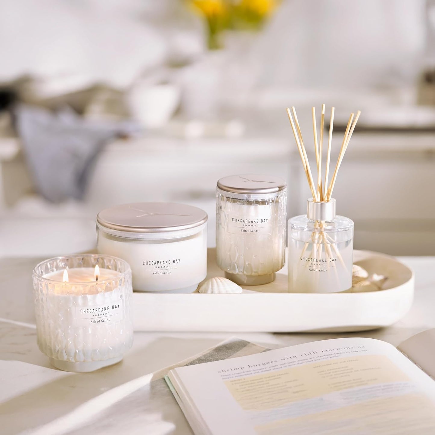 Chesapeake Bay, 11oz Marine Drift Scented Candle, Mood Evoking Fragrance, Textured Sea Glass-Inspired Jar, Premium Soy Blend Wax with Essential Oils, Coastal Fragrance for Home Décor or Gifting