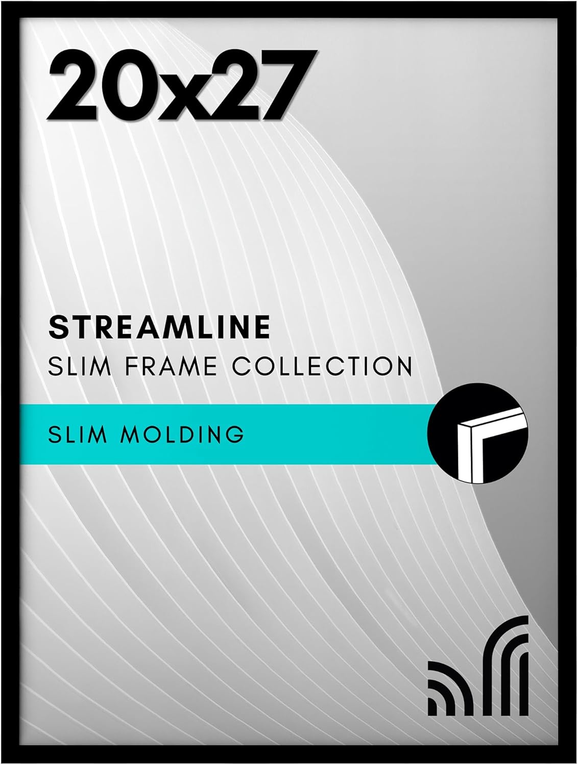 Americanflat 24x36 Poster Frame with Polished Plexiglass - Streamline Collection - Thin Border Picture Frame for Wall Display - Hanging Hardware Included - Black - Colors D