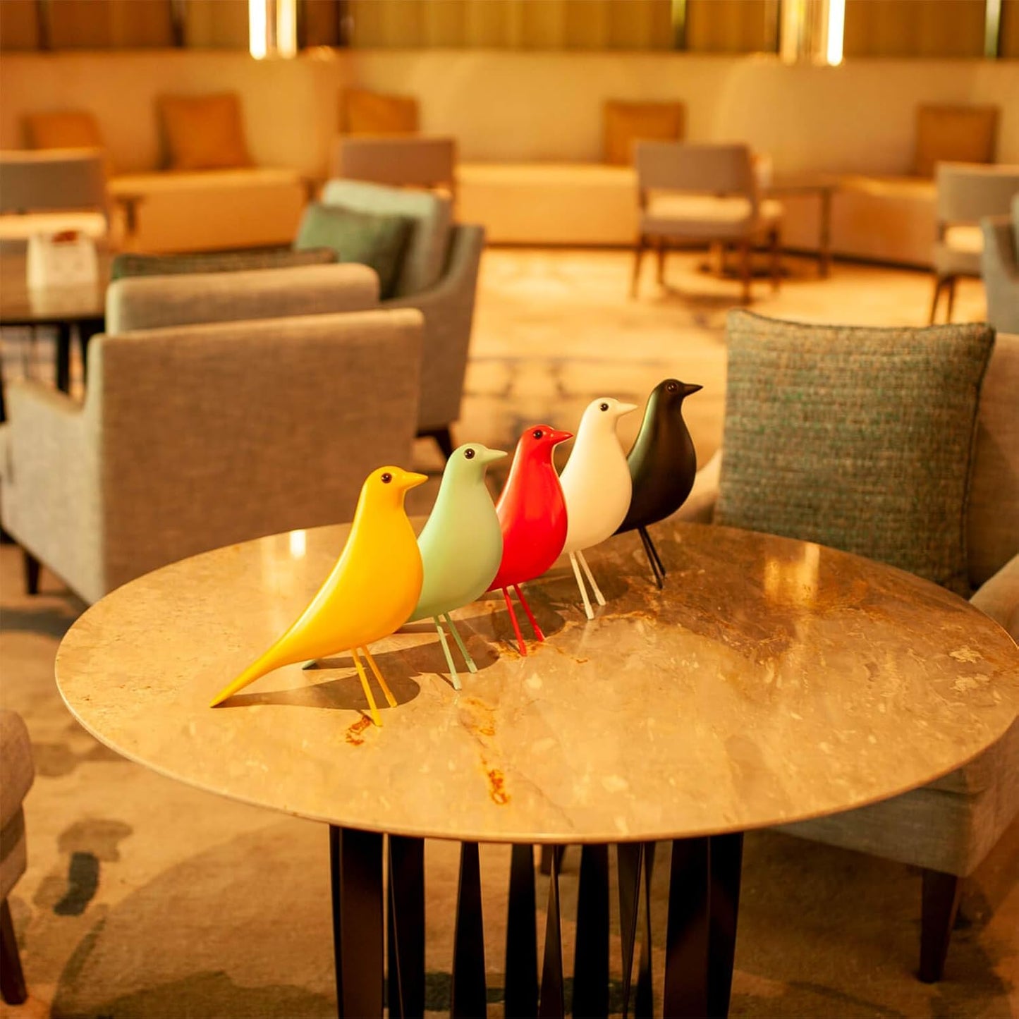 Mid Century Sculpture House Bird - Office Decor Desk Dove Ornament Arts Gift Replica (Yellow)