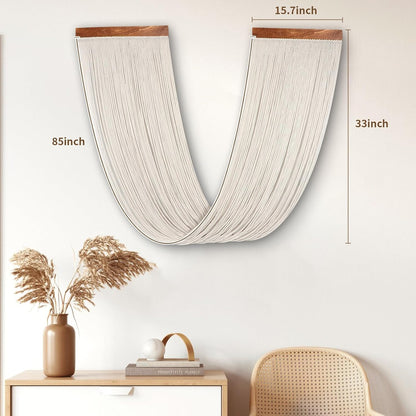 Lokeisna Macrame Wall Hanging, Woven Tapestry Beige & Dusty Rose Handmade Craft Macrame Wall Decor, Gallery & Nursery, Size 37.4” Lx27.5” W