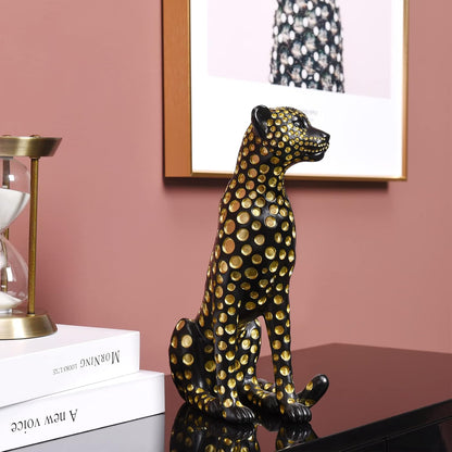 Quoowiit Bird Figurine, Modern Sculpture and Statues for Home Decor, Animal Statues for Bookshelf, Table, Entryway, Fireplace, Resin Decorative Sculpture with Chic Polka Dots Art Design (White)