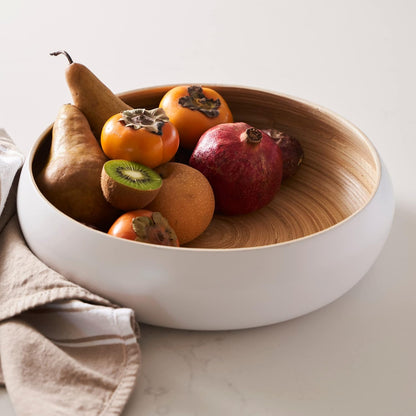 Fruit Bowl for Kitchen Counter – Handmade Spun Bamboo, Large 11.75" Fruit Basket, Eco-Friendly Decorative Serving Bowl for Home Decor, Produce Storage & Centerpiece (Gray)