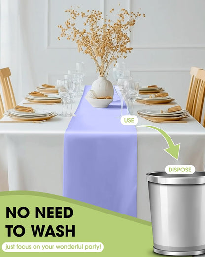 Pureegg Gold Plastic Table Runners - 10 Pack, 14'' x 108'', Water Resistant & Disposable Centerpiece Decorations for Table Cloth, Wedding, Birthday, Holiday, Baby Shower, Party, Home Decor