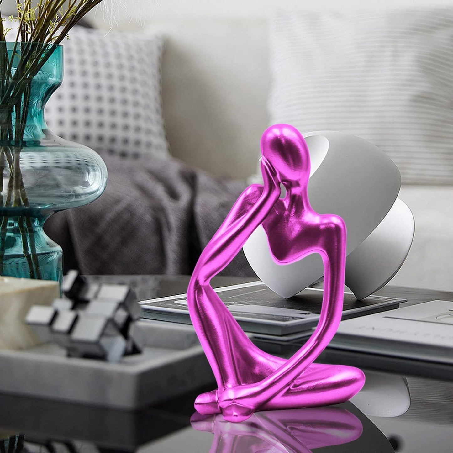 Thinker Statues And Sculptures, Sandstone Resin Thinker Statue Ornaments, Abstract Style Sculptures, Housewarming Gifts, Housewarming Decorations, Living Room Dining Desk Decorations (Right, Small)