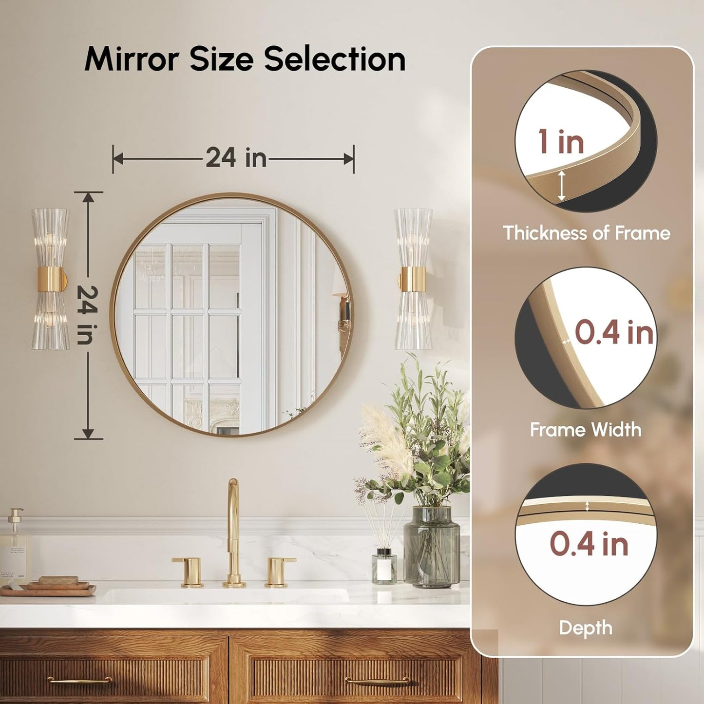 USHOWER Bathroom Mirrors for Over Sink, 36 Inch Circle Mirror with Metal Frame, Black Wall Mirror for Vanity, Entryway, Living Room, Hallway and Bedroom Decor