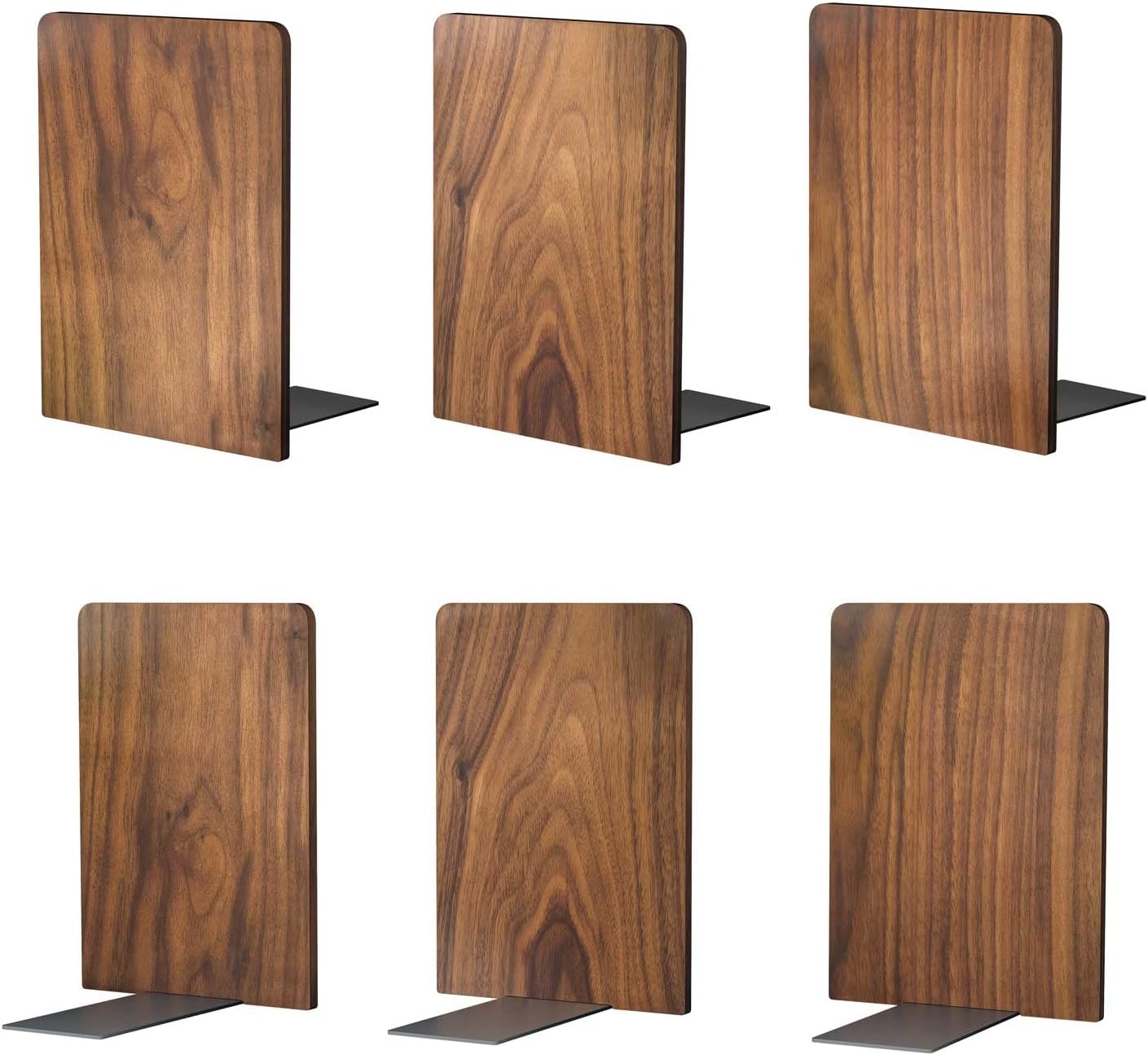 Large Bookend Hold Heavy Books- 7x4x5in 2 Pack Wood Bookends for Heavy Books Heavy Duty Walnut Book Ends for Men Wood Bookends for Office Desk Non-Skid