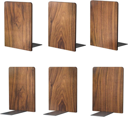 Large Bookend Hold Heavy Books- 7x4x5in 2 Pack Wood Bookends for Heavy Books Heavy Duty Walnut Book Ends for Men Wood Bookends for Office Desk Non-Skid