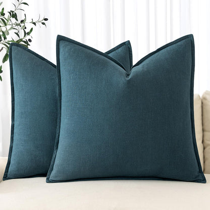 MIULEE Decorative Linen Euro Sham Pillow Covers 26x26 Cream White Boho Farmhouse Neutral Couch Throw Pillows for Bed Pack of 2 Accent Modern Pillowcase Sofa Livingroom Home Decor