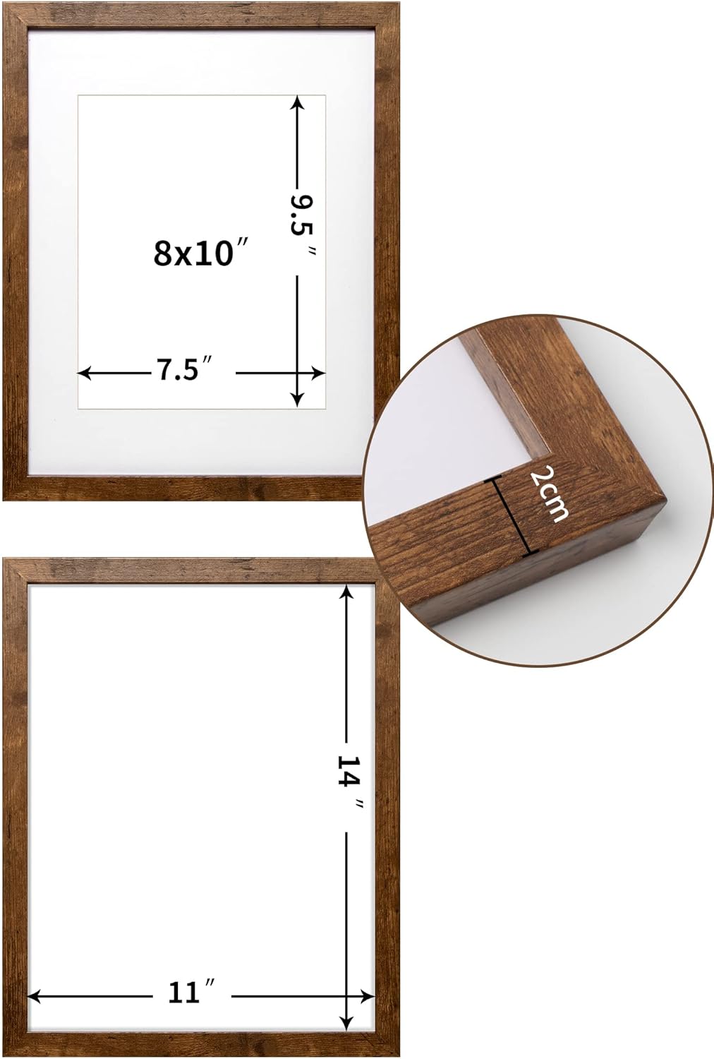 Sonefreiy Floating Picture Frames 8x10 Set of 2, Wooden Photo Frame Double Glass Pressed Flower Frames 5x7 Wall and Tabletop Display Mothers Day Gift for Family Friends Wedding
