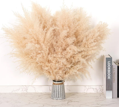 Pasuvsigt 12pcs 40'' Dried Pampas Grass Decor - Tall-Large Pampas Grass - Natural Beige - Boho Home Decor