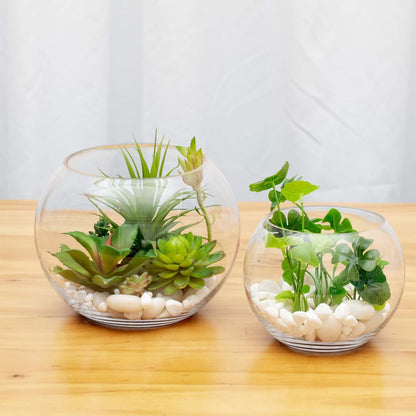 WGV Bowl Glass Vase, Diameter 6", Height 4.5", Open Width 4", (Multiple Sizes Choices) Clear Bubble Planter Terrarium Fish Bowl for Wedding Event Home Decor, 1 Piece (VBW0006A)