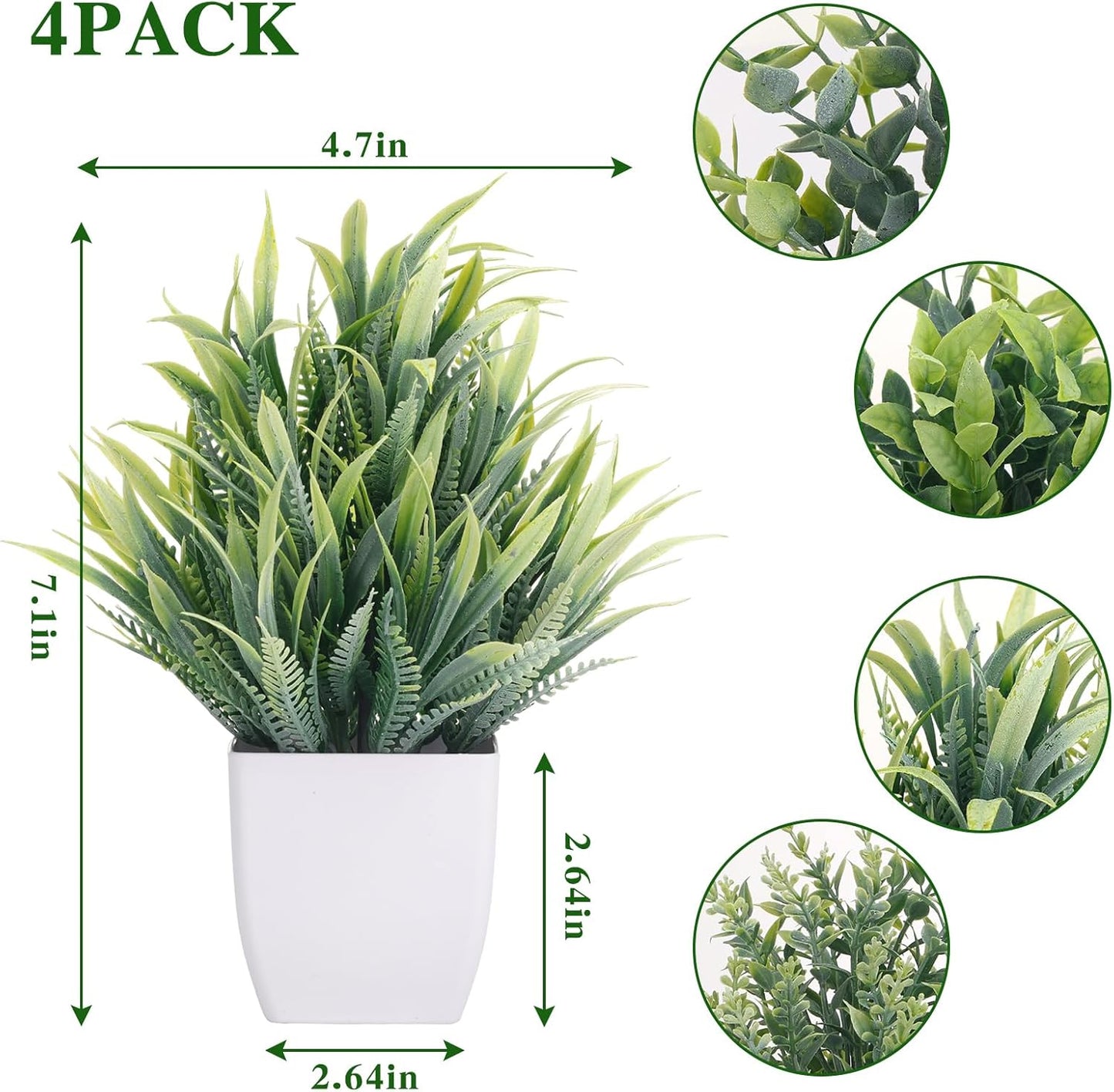 CEWOR Fake Plants 2 Pack Mini Potted Plants Bathroom Accessories Small Artificial Greenery Decorations for Bathroom Office Home Room Kitchen Table Indoor