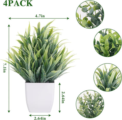 CEWOR Fake Plants 2 Pack Mini Potted Plants Bathroom Accessories Small Artificial Greenery Decorations for Bathroom Office Home Room Kitchen Table Indoor