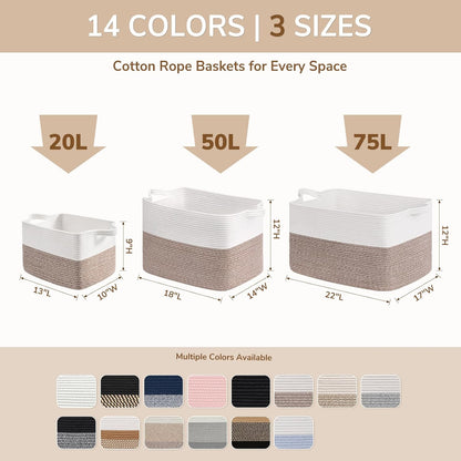 Goodpick Cube Storage Bins - Towel, Book, Cloth, Shoes, Closet Shelf Woven Baskets for Office, Baby Laundry, Toys, 13''x10''x9''