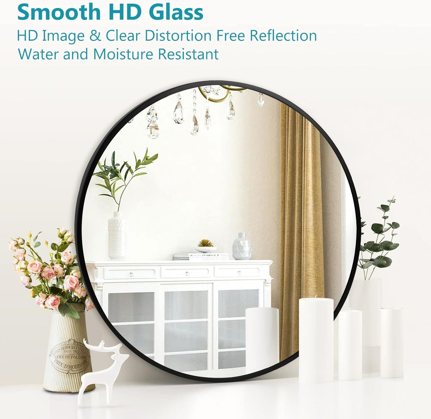 Fabuday Black Circle Mirror for Wall 20 inch - Round Mirrors for Bathroom, Entryway, Living Room, Hallway, Bedroom Decor, Small Matte Framed