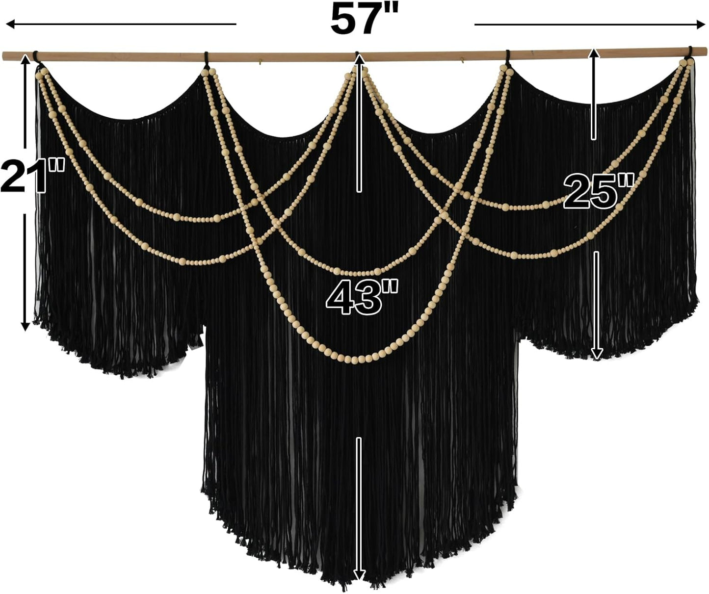 Flber Macrame Wall Hanging Macrame Wall Decor Large-Scale Tie-Dye Tapestry Living Home Room Wall Decor 57" Wx 35" L
