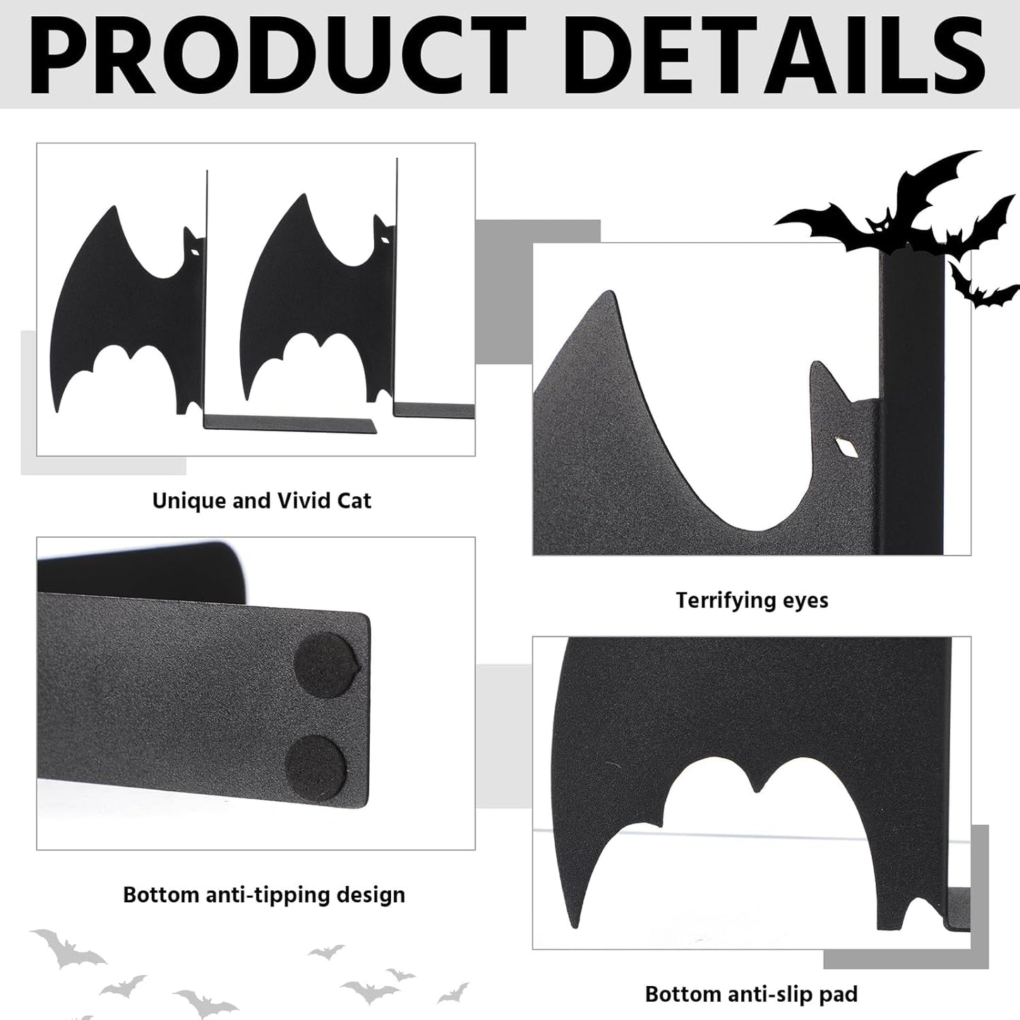Geelin Peeping Cat Metal Bookends Set of 2 Cute Book Ends for Shelves Decorative Bookshelf Home Office Desk Bookshelf Decor Gift for Cat Lovers and Reading Enthusiasts