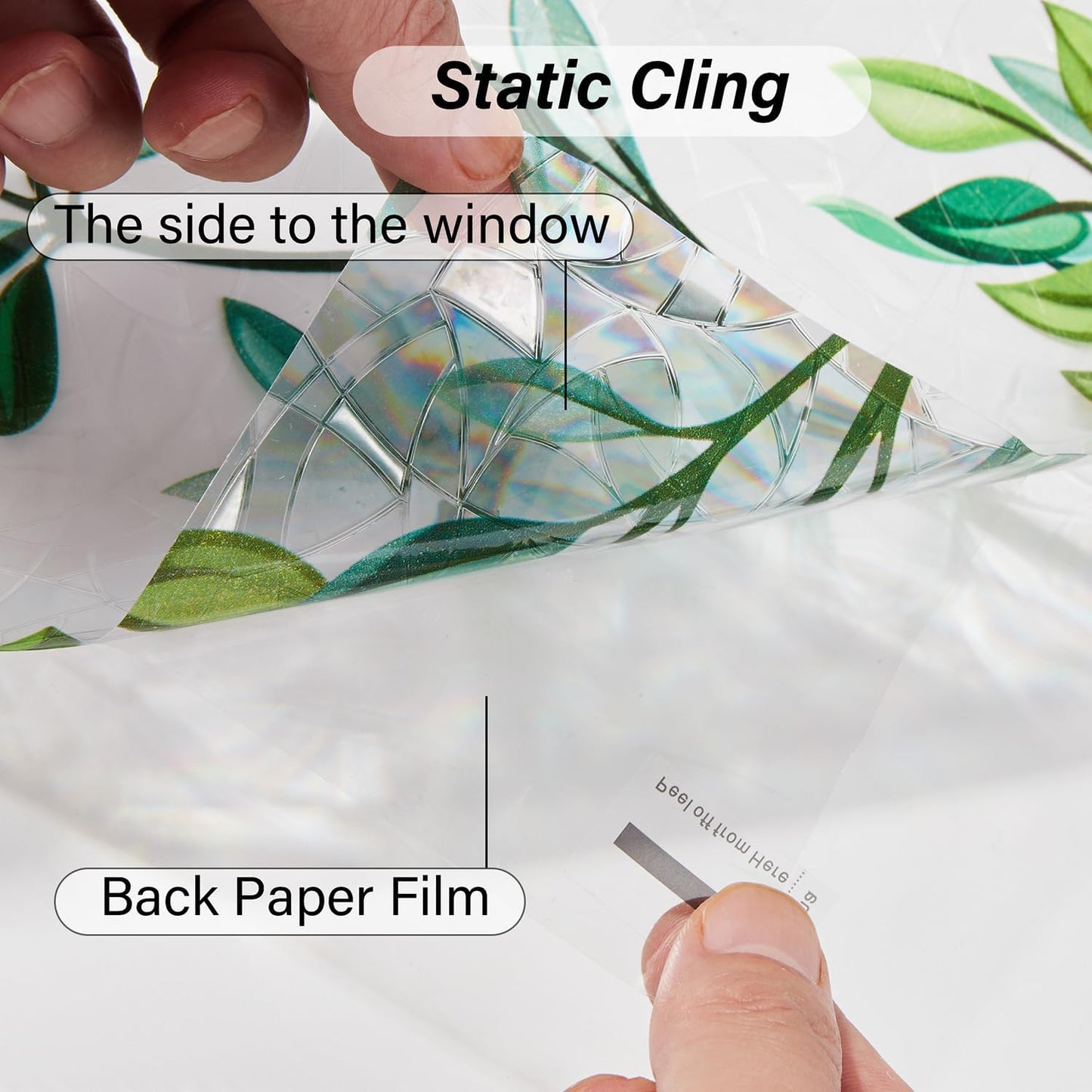 Ranzdn Window Privacy Film - Stained Glass Window Film Static Cling UV & Heat Blocking Rainbow Window Film for Glass Doors, Bedroom Windows - No Glue Premium Vinyl (Easy Install, 17.5"×78.7")