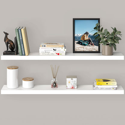 Ballucci Floating Shelves for Wall, 48" Wood Wall Shelf Set of 2, with Invisible Brackets for Bathroom, Living Room, Bedroom, Kitchen, Nursery, 8" Deep, Black