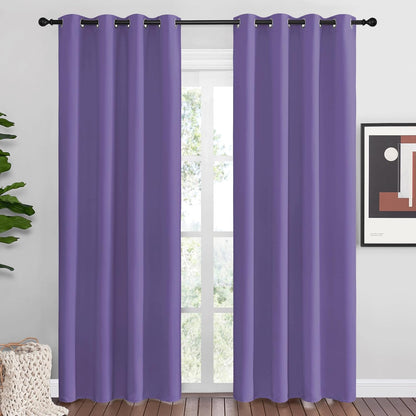 NICETOWN Halloween Pitch Black Solid Thermal Insulated Grommet Blackout Curtains/Drapes for Bedroom Window (2 Panels, 42 inches Wide by 63 inches Long, Black) - Colors D