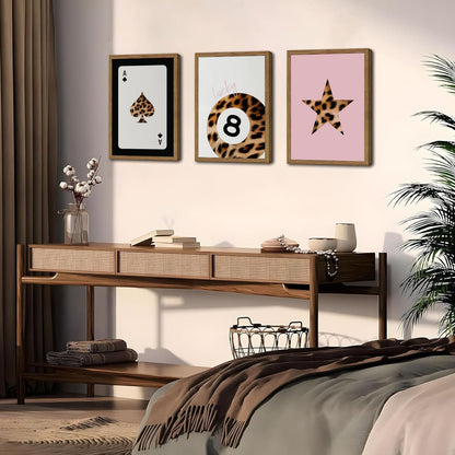 Western Wall Art Set of 3, Southwestern Cowboy Playing Card Wall Decor, Longhorn Bull Skull and How Lucky are We Poster Canvas Painting Prints for Bedroom Living Room 12x16 inch Wood Framed