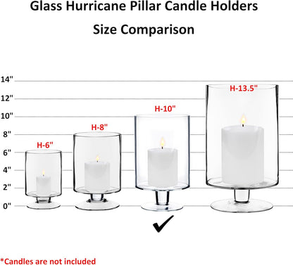CYS EXCEL Glass Hurricane Pillar Candle Holder (H:6" W:3.75") | Multiple Size Choices Short Stem Candle Centerpieces | Stemmed Glass Cylinder Candle Vase