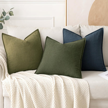 MIULEE Decorative Linen Euro Sham Pillow Covers 26x26 Cream White Boho Farmhouse Neutral Couch Throw Pillows for Bed Pack of 2 Accent Modern Pillowcase Sofa Livingroom Home Decor