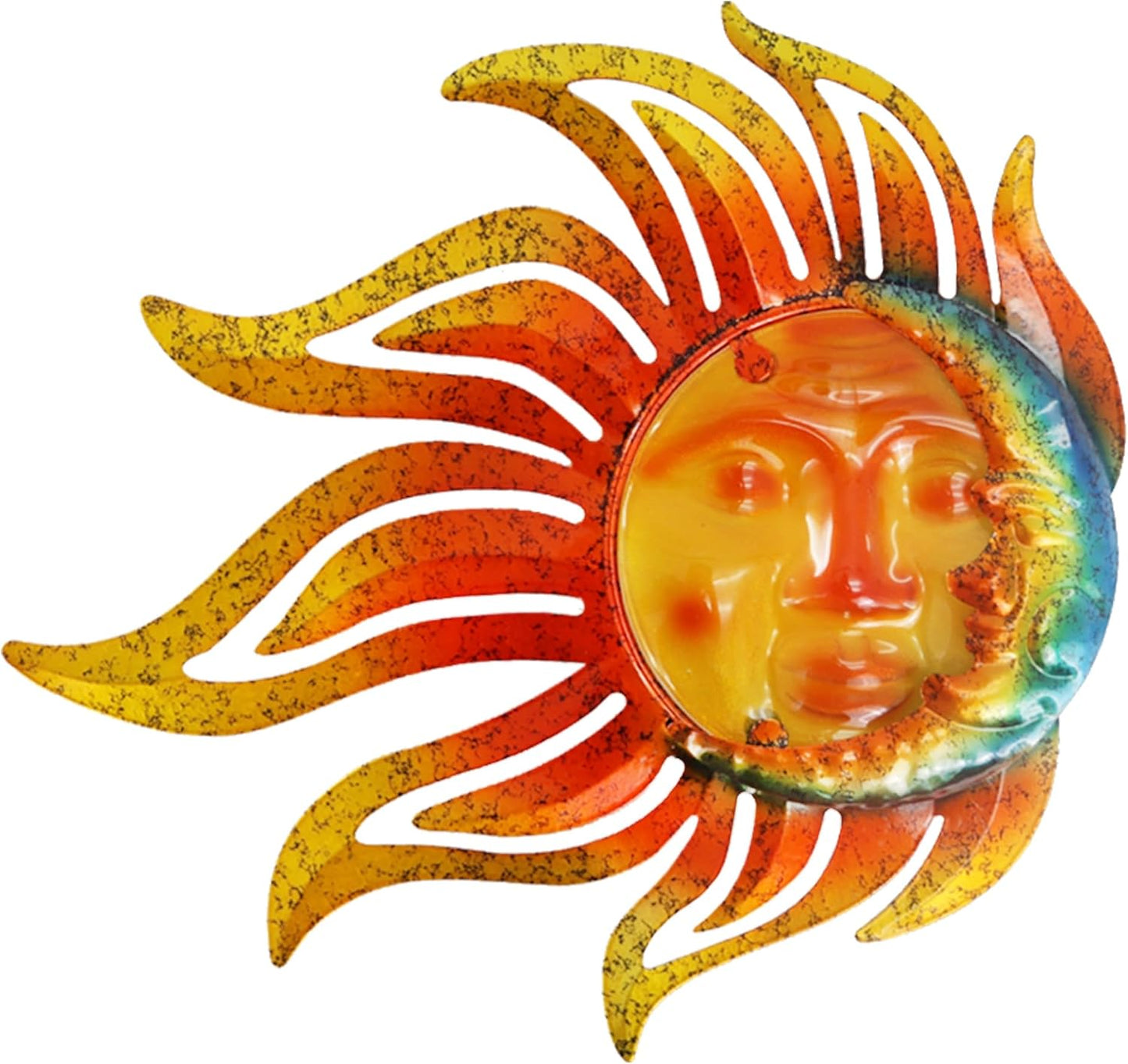Large Sun Wall Art Decor 45 inch Metal Wall Art, Retro Hanging Decor, Valentine Wall Decorations for Patio,Yard,Garden,Fence,Living Room