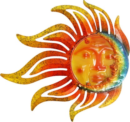 Large Sun Wall Art Decor 45 inch Metal Wall Art, Retro Hanging Decor, Valentine Wall Decorations for Patio,Yard,Garden,Fence,Living Room