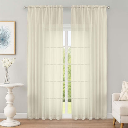 OWENIE Sheer Curtains 84 inches Long 2 Panels Set for Living Room/Bedroom, Rod Pocket Voile Sheer Panel Drapes, White, 2pcs, Each 42" W x 84" L - Colors B