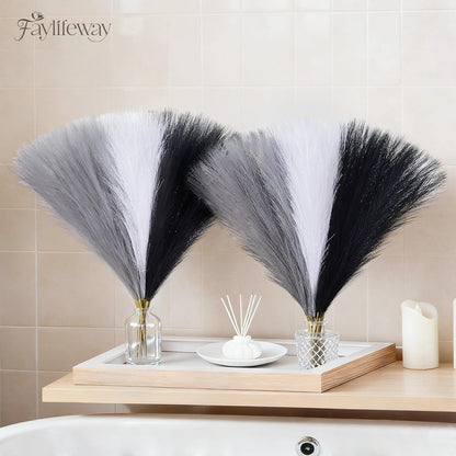 50pcs Pampas Grass 17in for Living Room Decor, Blush Pink Pampas Grass Decor, Fluffy Pink Flowers for Home Birthday Bathroom Baby Shower Wall Bow Decor(Blush & Cream & Pink)