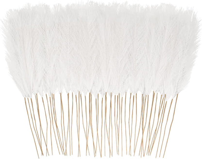 obbsie 50pcs Pink Faux Pampas Grass Decor, 21.6" Short Artificial Floral Branches Vase Filler Flower Arrangement for Home Wedding Boho Outdoor Decor