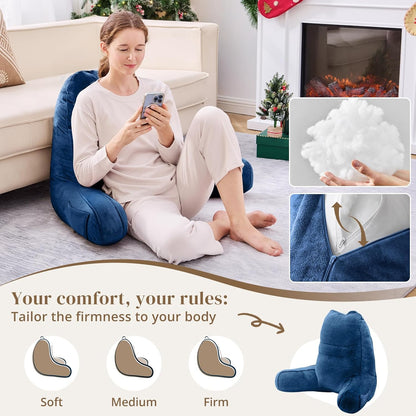 Sasttie Reading Pillows for Sitting in Bed Adult, Back Pillow Bed Sitting Up, Back-Rest Support Cushion for Sit Up on Couch, Sofa, and Floor, Dorm Essentials, Oeko-Tex Certified, Dark Grey