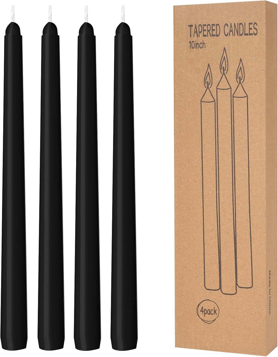 4 Pack Ivory Taper Candles - Taper Candles 10 Inch Dripless, Smokeless & Unscented - 8 Hours Long Burning - Hand Poured Tall Candlesticks - Ideal for Weddings, Dinner Parties, and Home Decor