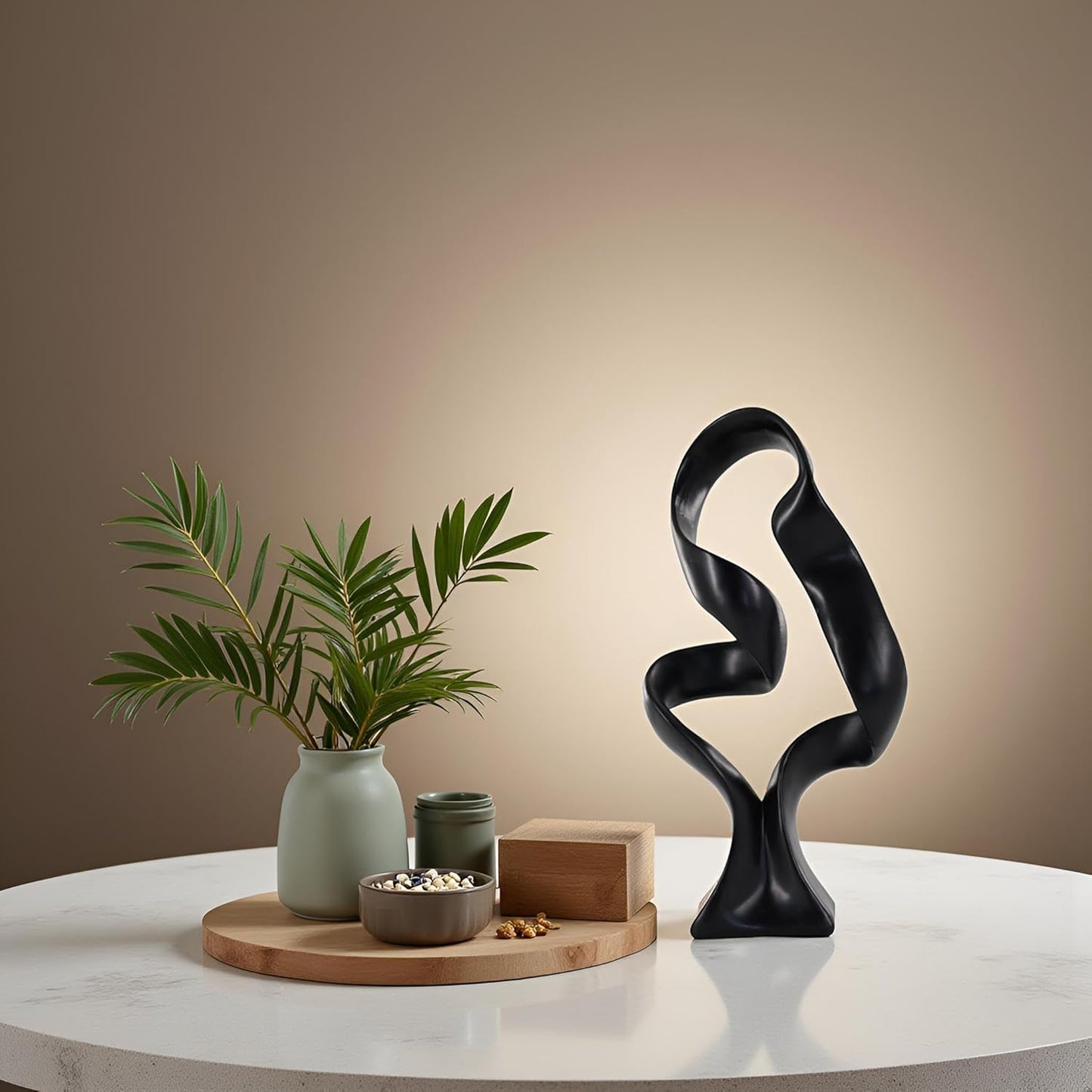 10" Modern Abstract Ribbon Decorative Sculpture, Knot Sculptures,Home Decor,Coffee Table Statues,Dining Living Room Desk Decor（White）