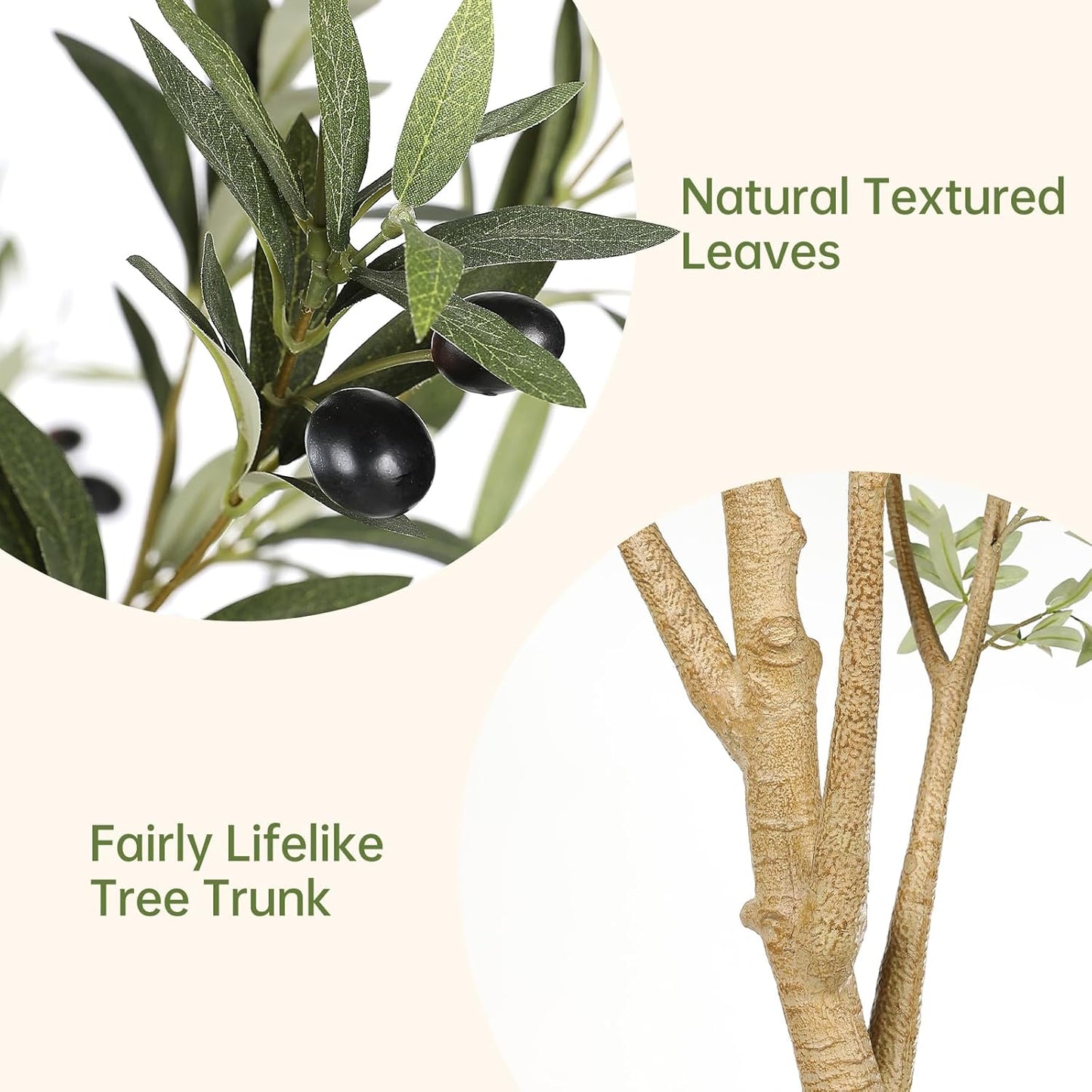 Realead Faux Olive Tree 7ft - Realistic Tall Olive Trees Artificial Indoor - Large Fake Olive Tree with Natural Wood Trunk and Lifelike Leaves - Artificial Olive Tree for Home Office Decor