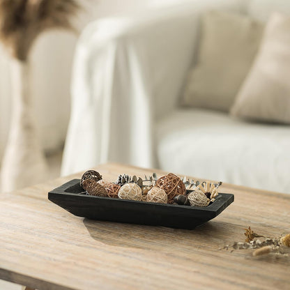 Hanobe Decorative Wooden Dough Bowl: Wood Bowl Decor for Entry Table Decor Coffee Table DecorDining Room Kitchen Decor, Brown