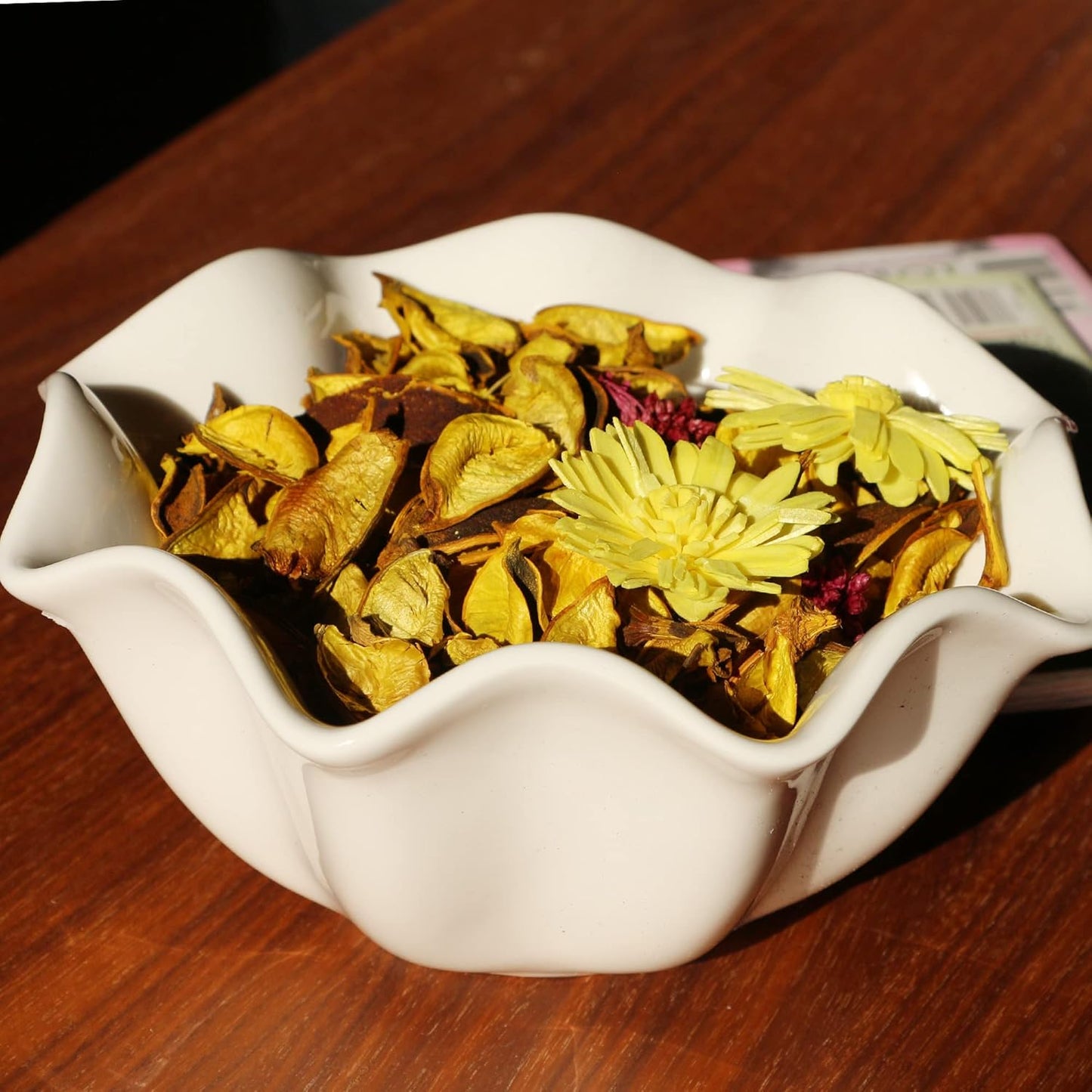 Spring Potpourri Bags,Vanilla Scented Potpourri Bowl Fillers,Dried Flowers,Home Fragrance Sachet of Petal, Vase Decor (White Caramel)-Mini