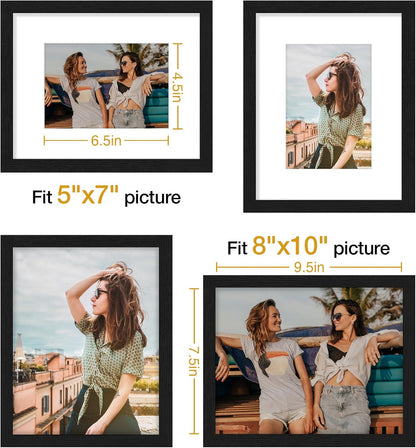 Vittanly 11x14 Picture Frame, Display Pictures 8x10 with Mat or 11x14 without Mat, Photo Frame for Wall Mounting, Black, 1 Pack - Colors A