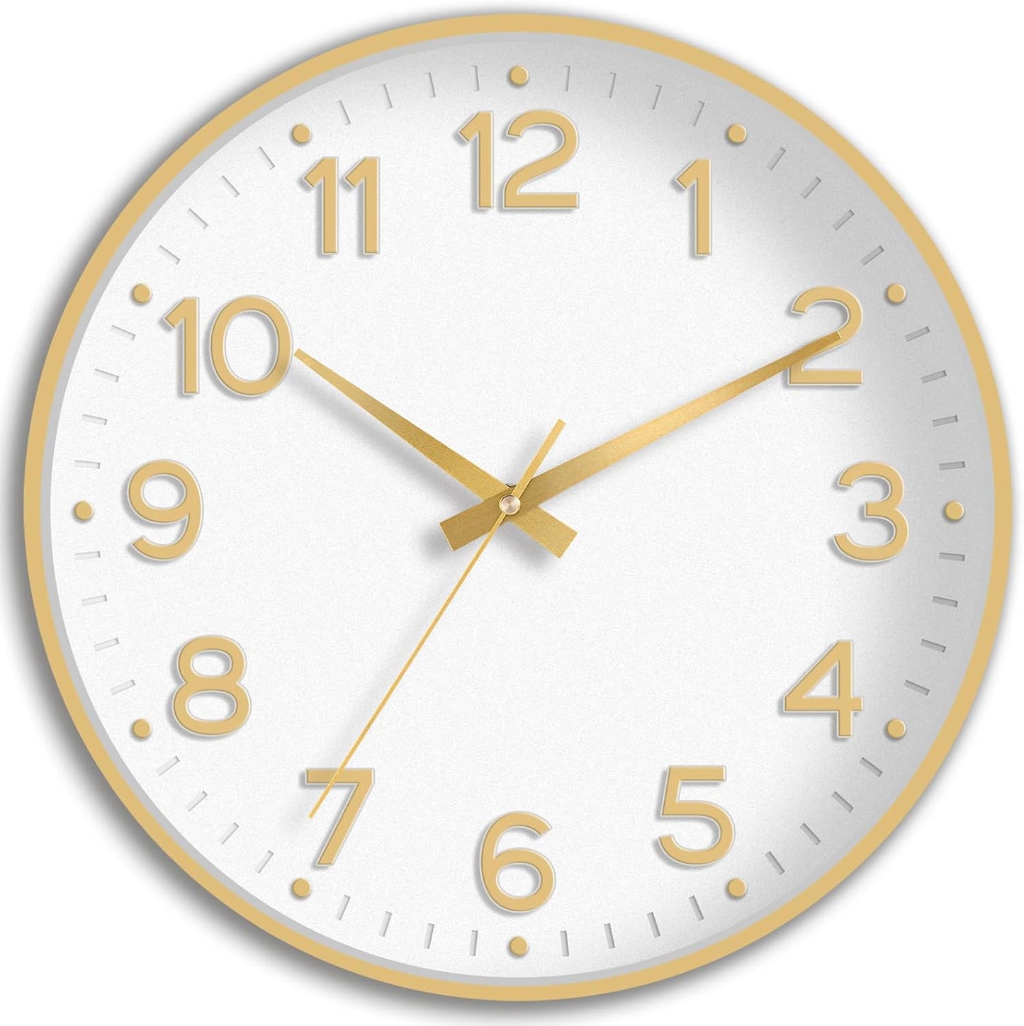 Roymnie Wall Clock Green, Silent Wall Clocks Battery Operated 8 Inch-Modern Non Ticking Analog Clock Decorative for Kitchen Office Bathroom Bedroom(Gold)