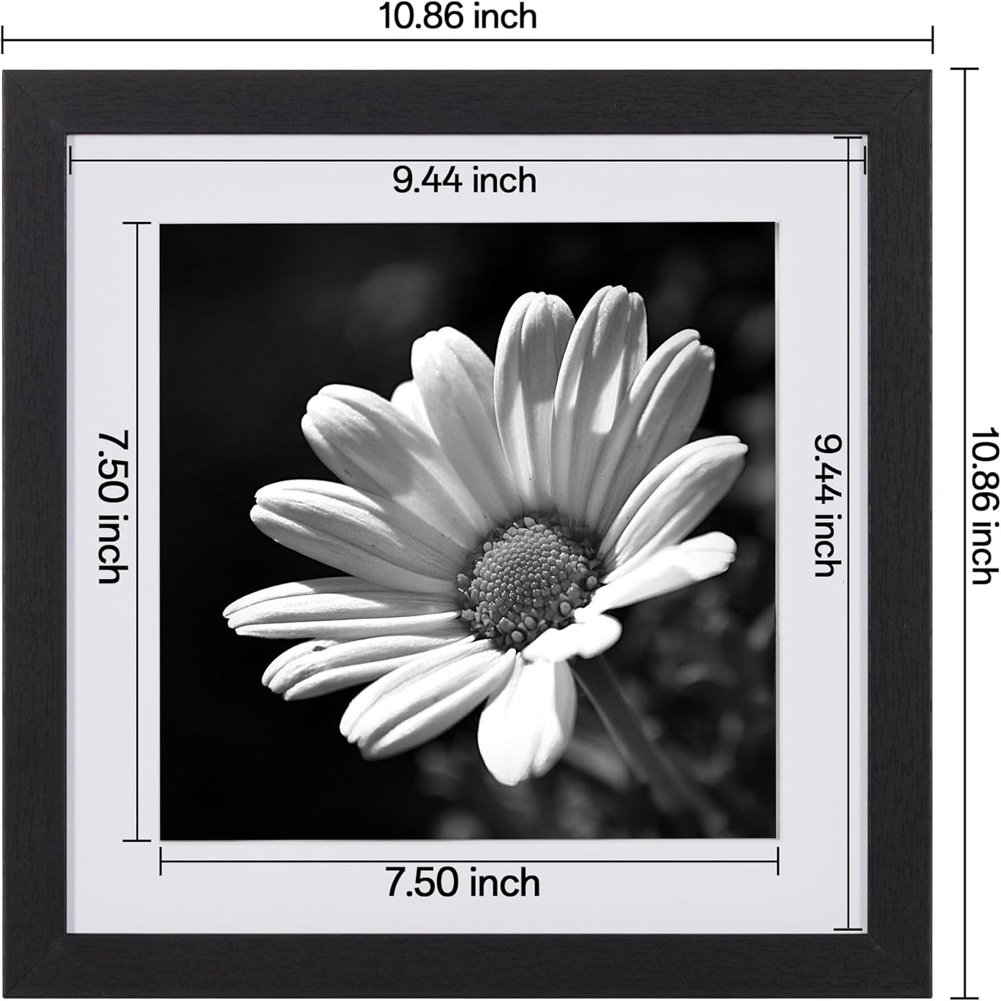 eletecpro 12x12 Picture Frames Set of 9 with Clear Acrylic Cover, Display 8x8 Photos with Mat or 12x12 Without, Classic and Sturdy Square Collage Gallery Wall Decor, Easy Wall Mount, Black