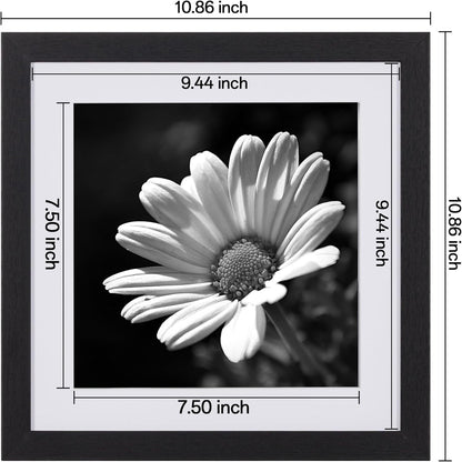 eletecpro 12x12 Picture Frames Set of 9 with Clear Acrylic Cover, Display 8x8 Photos with Mat or 12x12 Without, Classic and Sturdy Square Collage Gallery Wall Decor, Easy Wall Mount, Black