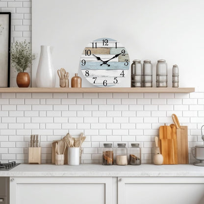 KECYET Wall Clock Battery Operated 8 Inch Silent Non Ticking Coastal Design Country Rustic Retro Decorative for Bathroom Kitchen Living Room Bedroom