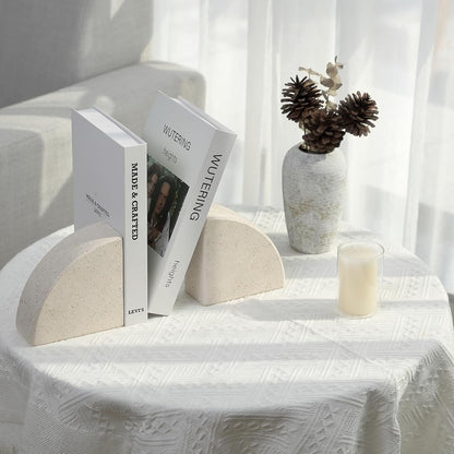 Karibiber Travertine Bookends for Heavy Books, Marble Decorative Bookends for Shelves, Heavy-Duty Stone Book Ends for Hardback Book & Cookbooks, Unique Book Stopper & Holder, Travertino Italy