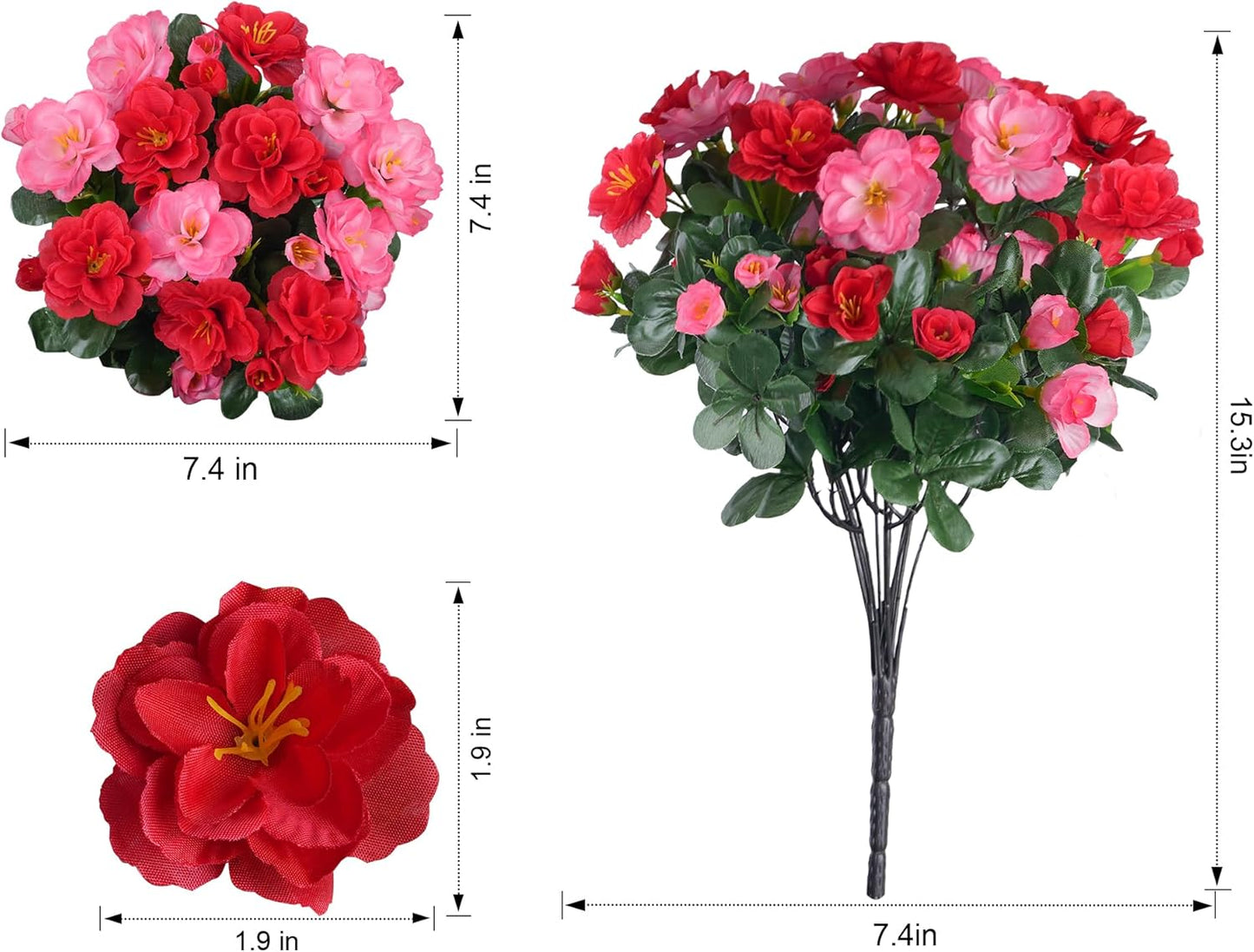 Ivydale Artificial Fake Flowers Plants for Outdoor Outside Spring Decor, Faux Silk Yellow Camellia UV Resistant Look Real for Planter Pot Porch Patio Balcony Garden Yard, 3 Large Bundles