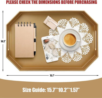 Green Decorative Tray with Handles, Versatile Serving Tray for Coffee Table, Ottoman, Ideal for Serving, Displaying, Organizing, 15.7"*10.2"*1.57"