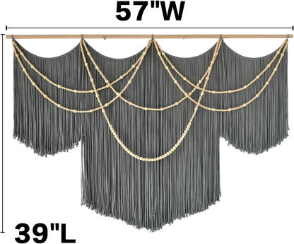 Flber Macrame Wall Hanging Macrame Wall Decor Large-Scale Tie-Dye Tapestry Living Home Room Wall Decor 57" Wx 35" L