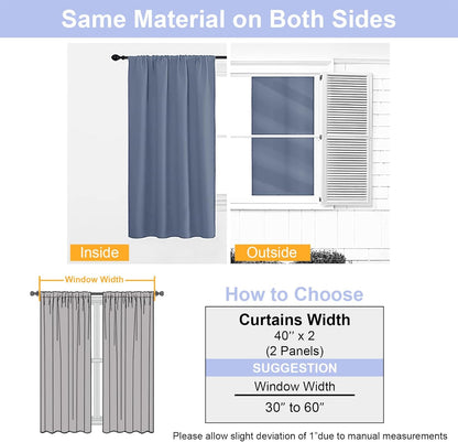 Simplebrand Ava Sage Green Blackout Curtains for Bedroom 63 Inch Length 2 Panels Set, Solid Thermal Insulated Energy Saving Rod Pocket Window Treatment Curtains Blackout Drapes, W40 x L63 Inch, Sage - Colors C