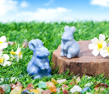 DUQGUHO Bunny Decor Easter Rabbit Decor Crystals Easter Gifts Decoration Bunny Statue Amethyst Crystals Figurines Bunny 1.5’’